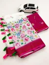 MG 226 Linen With Gold Jari Patta Printed Fancy Saree Wholesale Market In Surat